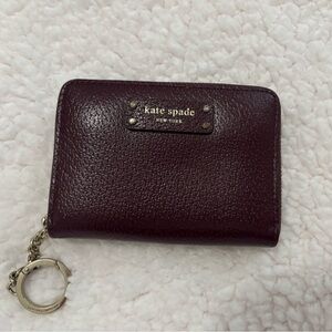 Kate Spade Dark Red Leather Keychain Wallet